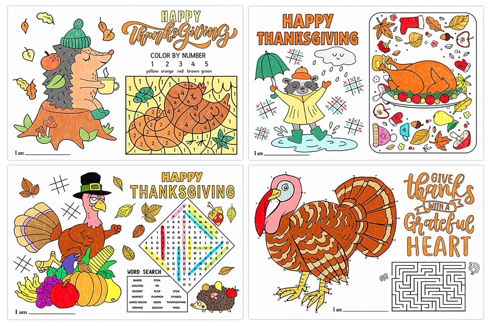 Thanksgiving Coloring Placements
