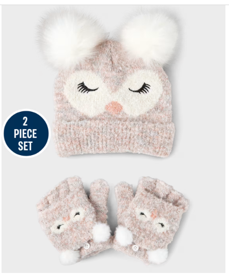 Girls Owl 2-Piece Cold Weather Set - multi